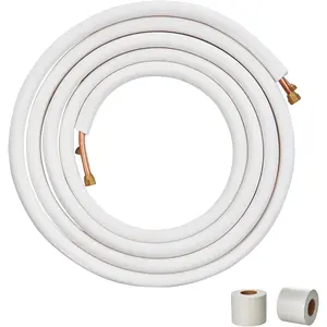 Father's Day Gift VEVOR 25FT Mini Split Line Set, 1/4" & 3/8" O.D Copper Pipes Tubing and Triple-Layer Insulation, for Mini Split Air Conditioning Refrigerant or Heating Pump Equipment & HVAC with Wrapping Strips.