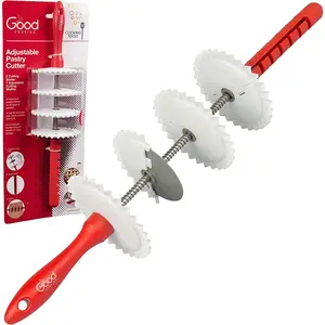 Good Cooking Adjustable Pastry Wheel Cutter w 4 Interchangeable Fluted  Lattice  and Straight Slicers and 7 Width Adjustments