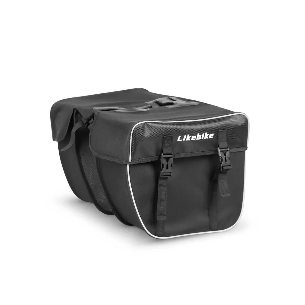Minimalist Polyester Dual Saddlebag Panniers, Large Capacity Water Resistant E-Bike Accessories with Adjustable Straps for City Bike Commute, Ebike Accessories, Buckle, Split Compartment, City Bikes, Reinforced Stitching
