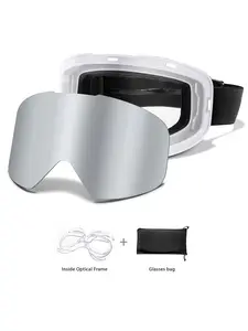 Ski Goggles with Uv400 Protection, Anti-Fog, Interchangeable Magnetic Lenses, OTG-Friendly, Frameless Design, Snowboarding Gear for Men & Women, Windproof Ski Goggles