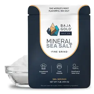 Baja Gold Mineral Sea Salt - Recommended by Gary Brecka - Pure & Authentic Fine Grind Salt for Cooking & Baking | Natural Baja Salt for Culinary Uses | Great for Finishing Dishes | 1 lb. Resealable Bag, 300+ Servings
