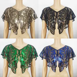 Women's Glitter Sequin Shoulder Wrap Evening Shawl Bridal Capelet Beach Cover Up Summer Boho Festival Wedding Party Top