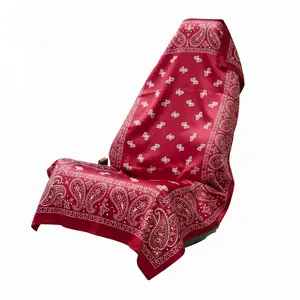 Red Paisley Bandana Car Seat Cover Towel, Vintage Western Style Auto Seat Protector, Universal Interior Seat Wrap, Washable Vehicle Seat Cover for Daily Driving Road Trips and Outdoor Adventures