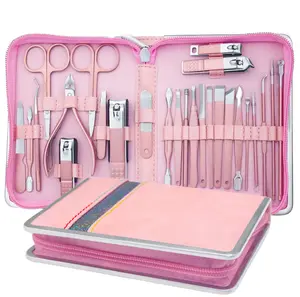 26 PCS Professional Nail Clippers Pedicure Kit Nail Cutter Scissor Cuticle Nipper Nails Tool Foot Face Grooming Kit Manicure Set,26 pieces in set 01