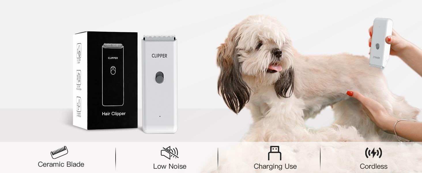 Pet Clippers for Dog Hair Grooming Low Noise, Rechargeable Cordless Cat Shaver with Ceramic Blade,Portable Pet Hair Trimmer for Matted & Long Hair