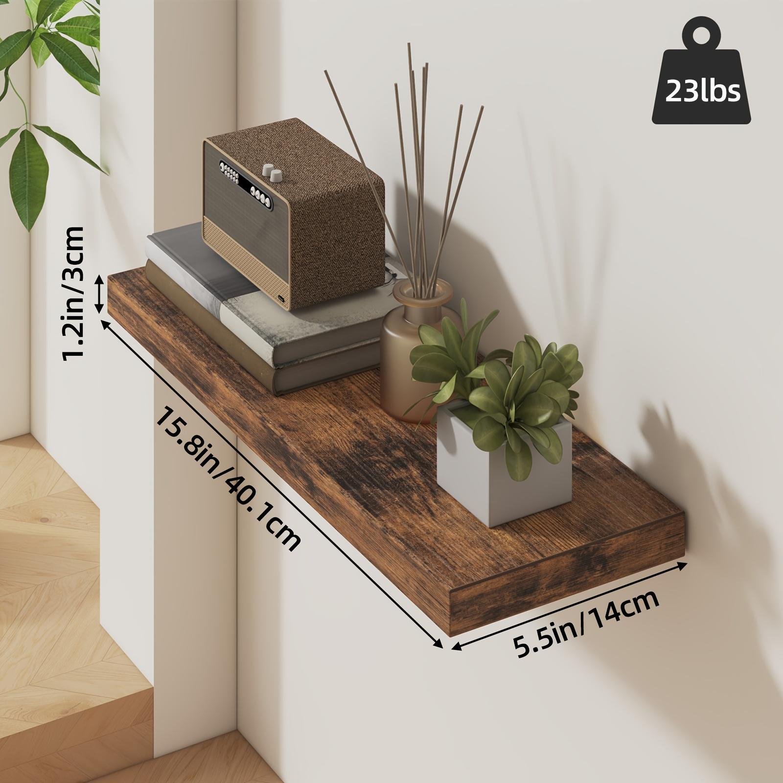 4/8pcs 15.8Inch Floating Shelves for Wall, Rustic Finish Wall Shelves, Shelves for Wall Decor, with Invisible Brackets for Home Decor
