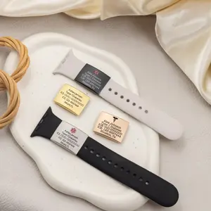 Personalized medical ID tag for watch, runners ID tag, stainless steel, sweatproof, laser engraved, for 18mm to 22mm watch band, diabetes, autism, POTS