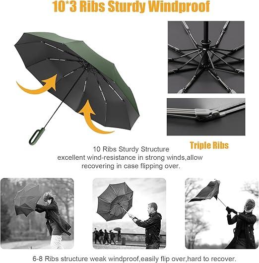 Ring Buckle Fully Automatic Umbrella Foldable Umbrella for Travel,42inch Lightweight Automatic Open Close Umbrella, 10 Ribs Portable Rain Sunshine Wind Proof Black Ring Buckle Fully Automatic Umbrella Foldable Umbrella for Travel,42inch Lightweight Automatic Open Close Umbrella, 10 Ribs Portable Rain Sunshine Wind Proof Black