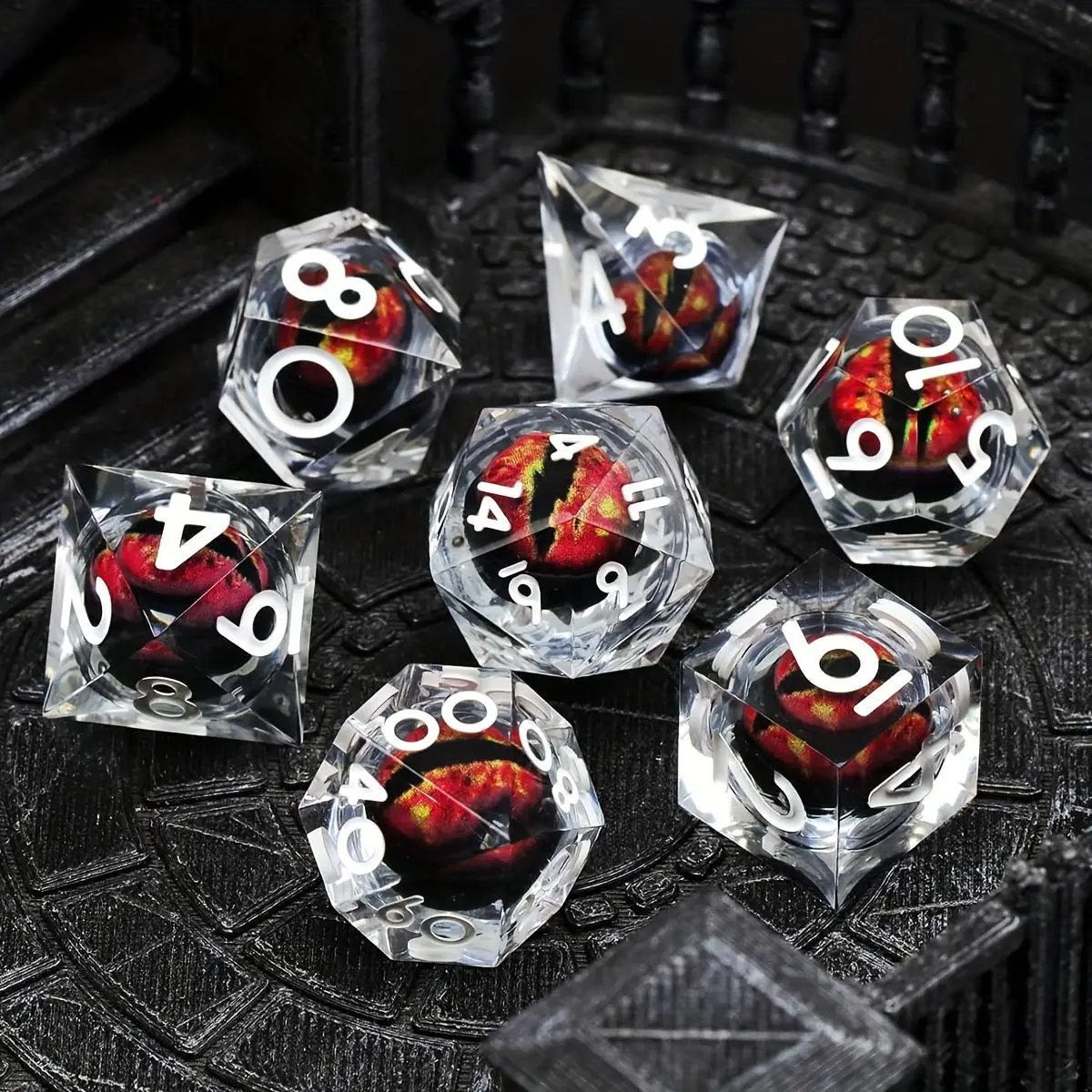 Dice Set, 7 Counts/set Clear Resin Polyhedral & RPG Dice, Game Dice for D&D and Fantasy Games, Perfect Gift for D&D Enthusiasts