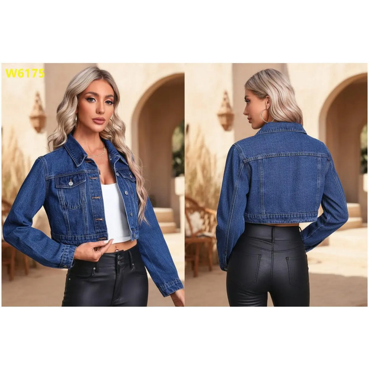 Women's Long Sleeve Denim Jacket – Streetwear Flip Collar Jean Jacket