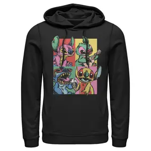 Men's Lilo & Stitch Retro Panel Pull Over Hoodie
