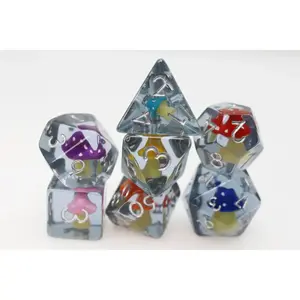 Whimsical Mushrooms Polyhedral (D&D) Dice Set (7)