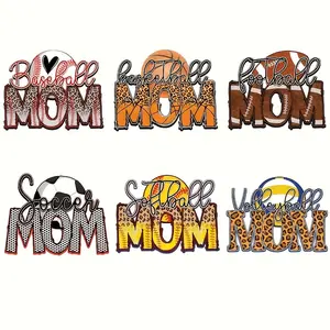 6-Piece Sport Theme Iron-On Patches, Mixed Color Polyester Material, Ideal for DIY T-Shirts, Jeans, Masks, Backpacks, Baseball Football Volleyball Designs