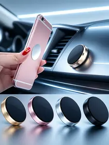 Universal Round Magnetic Car Phone Holder Strong Magnet Air Vent Mobile Phone Mount Car Interior Accessory