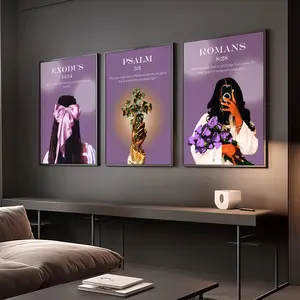 Purple Scripture Set of 3 Unframed , Christian Girl Room Decor, Coquette Bible Verse Print