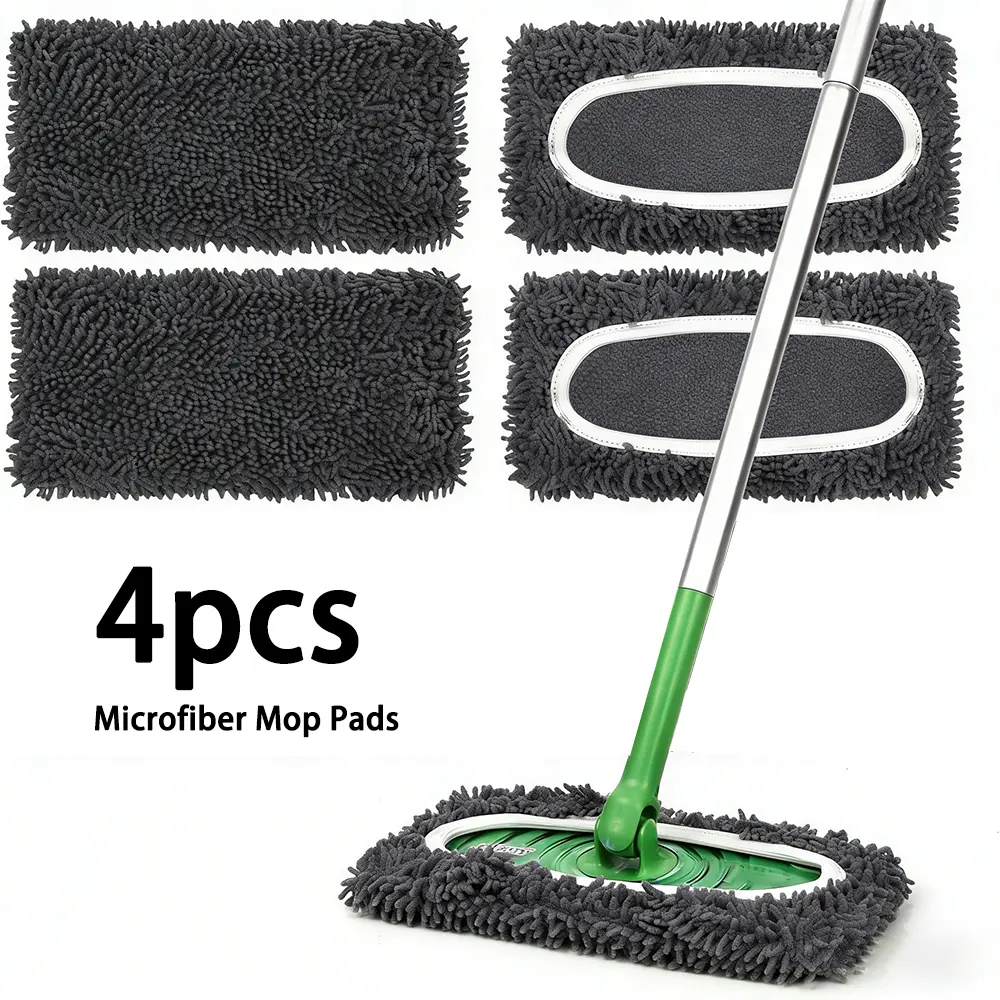 4Pcs Reusable Microfiber Mop Pads - Compatible with Sweeper & Steam Mop - Replacement Wet Mopping Refills & Washable Dry Sweeping Cloths for Hardwood Floor Cleaningm,Household Essential Absorbent