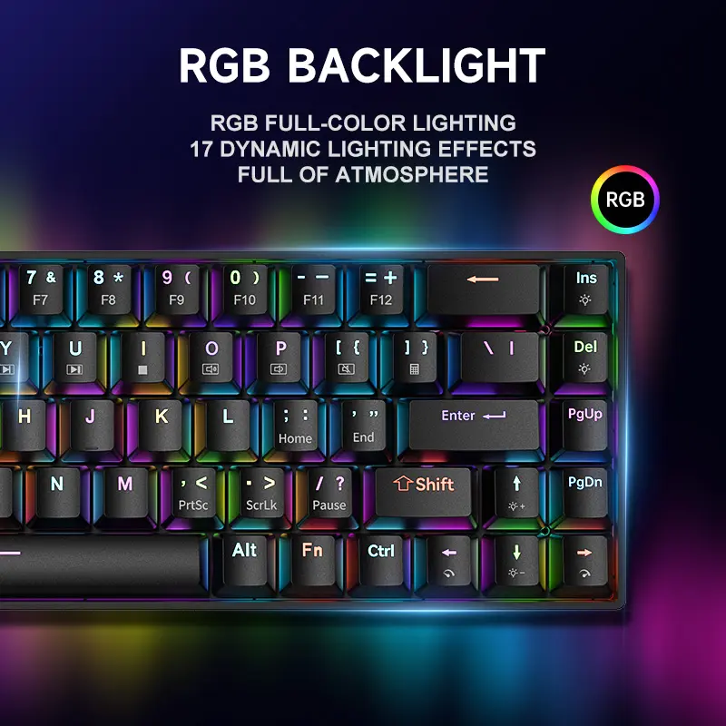 ZIFRIEND TK68 60% Mechanical Gaming Keyboard,RGB Light,Portable 68