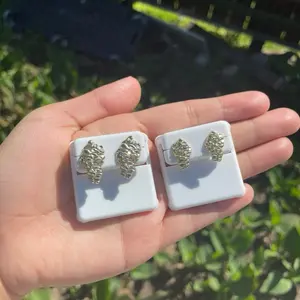 925 Silver gold plated/plata 925 bañada en oro nuggets aretes/earrings