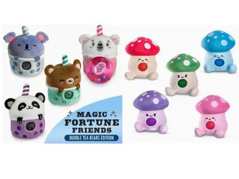 Magic Fortune Friends - Squishy BUNDLE  - Bubble Tea Bear and Mushroom