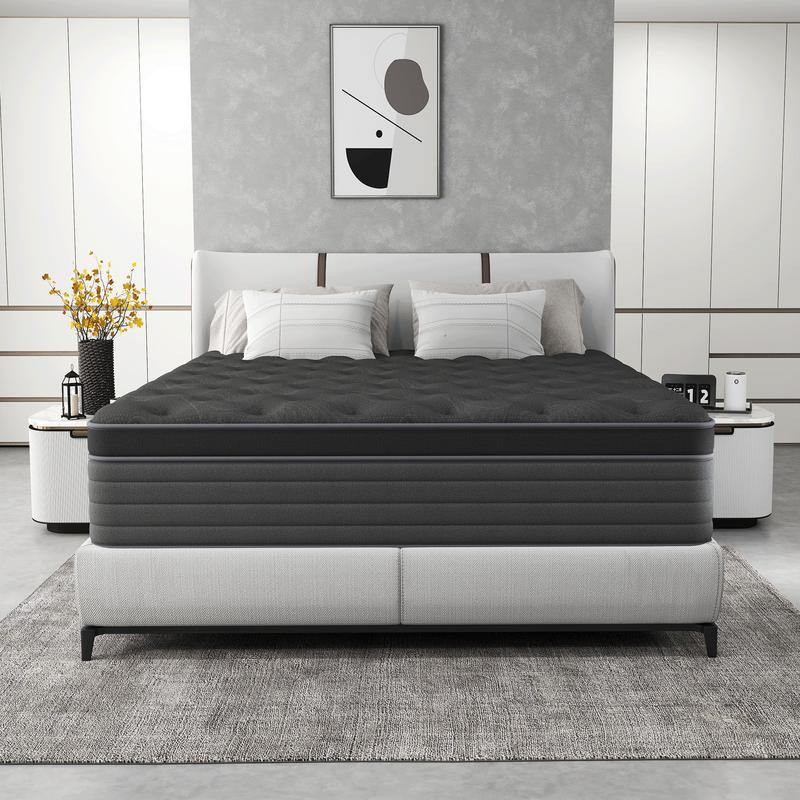full size mattress 12-inch/14-inch black Mattress, colchones para cama Memory Foam, Pocketed Springs, Suitable for Homes and Hotels, Delivers a Comfortable and Supportive Sleeping Experience.Twin\King queen size mattress memory foam mattress