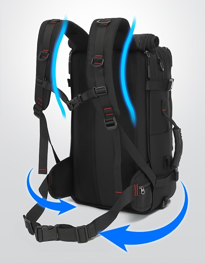 Travel Backpack, Portable Backpack, Large Capacity Duffel Bag Men's Outdoor Expandable Convertible Boarding Duffel Backpack, Black 80L Hiking Bag, Fit 17 Inch Laptop, Suitable for Outdoor Travel Work Business