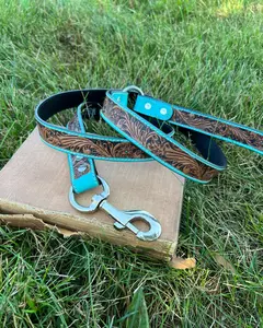 Luna Tooled Leather Dog Leash
