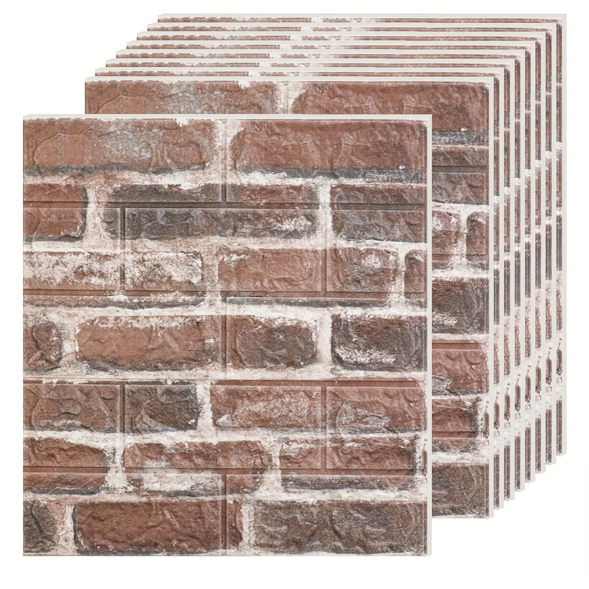 New 20/40PCS Red 3D Wall Panels - Peel and Stick, XPE Foam, Faux Brick Design, Textured, Waterproof, Easy Installation - For Bedroom, Stairs, Kitchen Decoratio