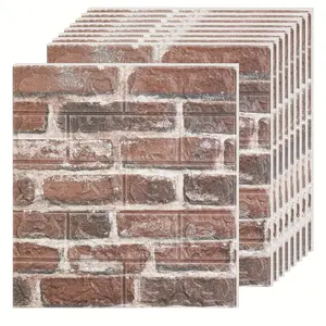 New 20/40PCS Red 3D Wall Panels - Peel and Stick, XPE Foam, Faux Brick Design, Textured, Waterproof, Easy Installation - For Bedroom, Stairs, Kitchen Decoratio