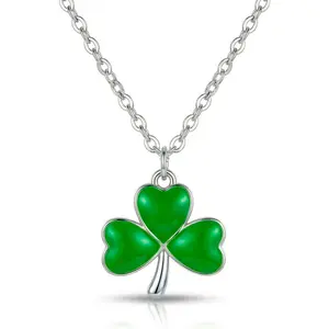 St Patricks Day Necklace,Irish Shamrock Clover Green Necklace for Women St Patricks Day Accessories Handmade Lucky Pendant Three Leaf Necklaces St. Patrick's Day Decorations Holiday Jewelry Gift