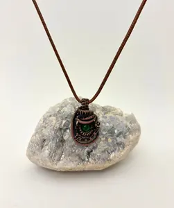Forest Sprite – Copper Wire Wrapped Green Agate Necklace