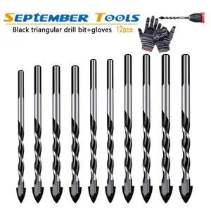 12pcs Drill  Carbide Tipped Drill Bit For Perforating Glass Metal Tile Drill Bit Ceramic Concrete Brick