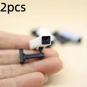 2Pcs Mini Fake Surveillance Camera Realistic CCTV Prop for Dollhouse Room Box Diorama Miniature Scene Decor Non-Electric Plastic Model for Craft Photography
