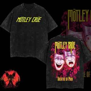 [$$$ROCKLIFE] Motley Crue Theatre of Pain Washed Hoodie – 80s Glam Metal Rock Band Tee, Vintage Washed Oversized Shirt, Classic Hard Rock Tour Merch, Retro Heavy Rock Graphic Tee, Gift for Rock & Metal Fans