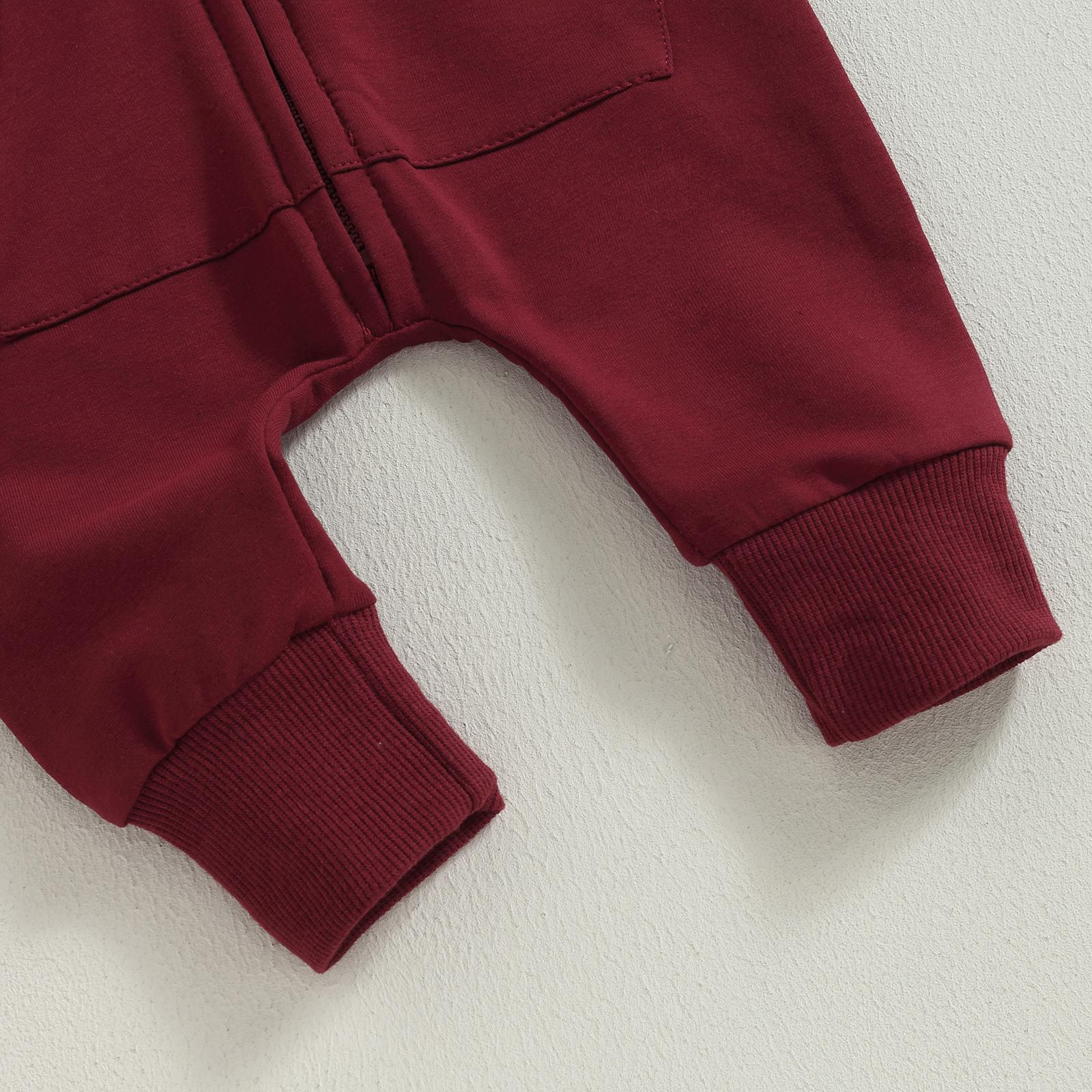 Fall Baby Clothes Newborn Boy Girl Romper Solid Long Sleeve Hoodie Jumpsuit Winter Infant  Outfit