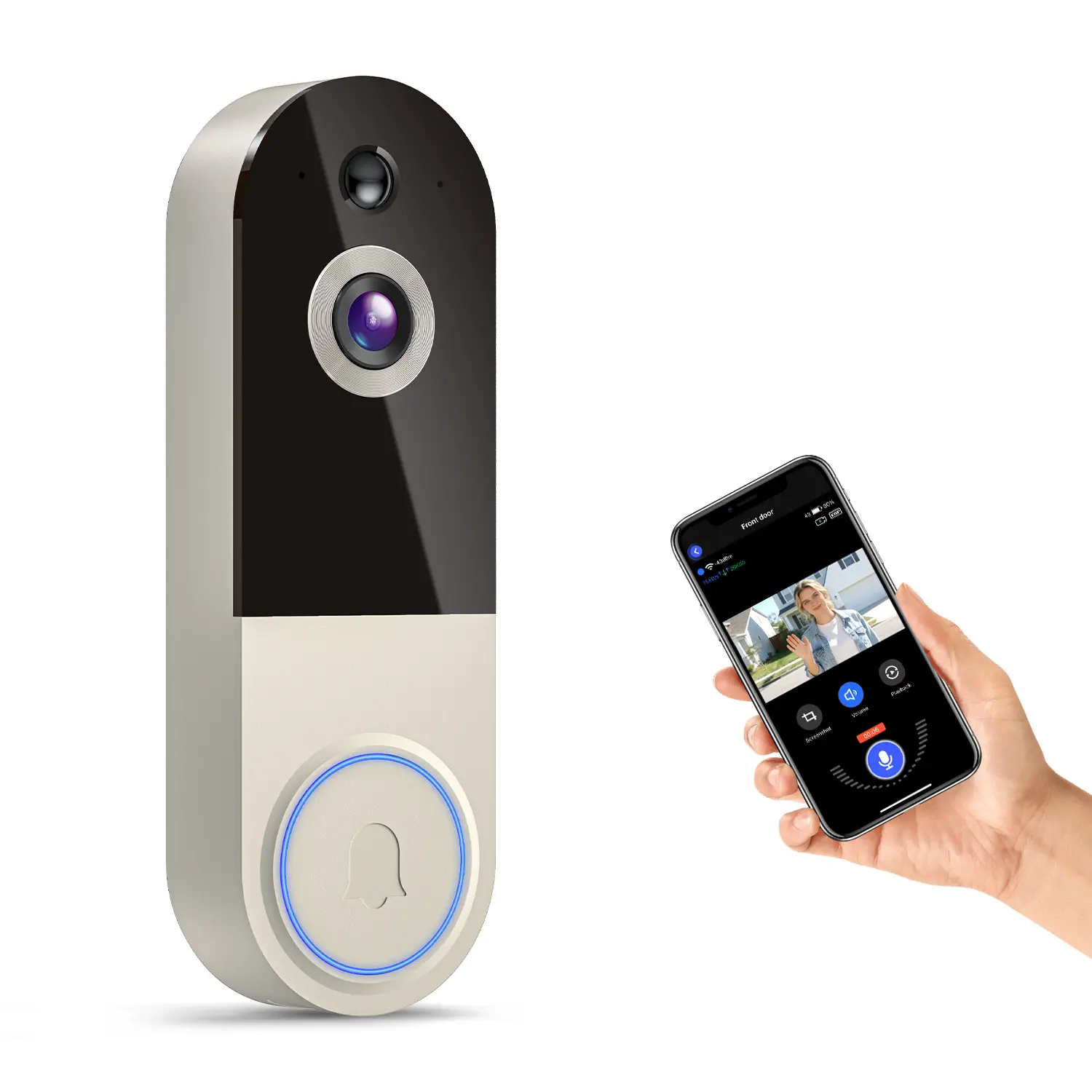 Smart Wireless Video Doorbell Camera - Home Security Doorbell with 2.4G WiFi, 2-Way Audio, Rechargeable Battery, Night Vision, Visitor Alerts, IP65 Weatherproof, Cloud Storage, Easy Installation