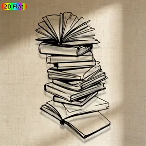 1pc Minimalist Books Metal Wall Art, Minimalist Books Statue Mural, Minimalist Design, Iron Craft, Modern Home Decor, Perfect for Living Room, Office, Studio Decor, Engraving, Artistic Metalwork, Christmas Decor, Ideal Gift for Book Lovers
