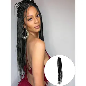 4X EZ SENEGALESE BRAID Long Crochet braid synthetic hairstyle black burgundy brown ladies box braid crochet hair-16 inch -1Pack*80Strands