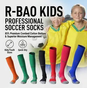 Kids' Football Socks, Towel Sole Thickened Wear-resistant Long Soccer Socks, Boys' Knee-High Socks for Match & Training, Summer Breathable party Gift