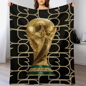 FIFA World Cup 2026 Fleece Blanket - Luxe Black & Gold Champions Design, Ultra-Soft Plush Throw for Soccer Fans Home Decor