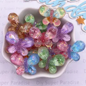 8PCS Mixed Colorful Glitter Resin Cartoon Crystal Butterfly Figurine Flat back Rhinestone DIY Wedding Decor Scrapbook Crafts Accessories Scrapbook Materials