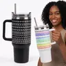 40 Oz Hidden Message Tumbler Stainless Steel Cup with Handle and Straw for Women Men Valentine's Day Birthday Gifts Set, Keep Cold, Hot & Ice, Flasks funny Tumbler Drinkware Tea Iced  , Sarcastic Design Funny Coffee Cug for Coworkers & Work