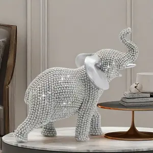 European-style home decoration, shiny Silvery mini elephant statue, living room and bedroom decoration, holiday popular gift, ideal gift for Easter, Valentine's Day, Mother's Day, birthday