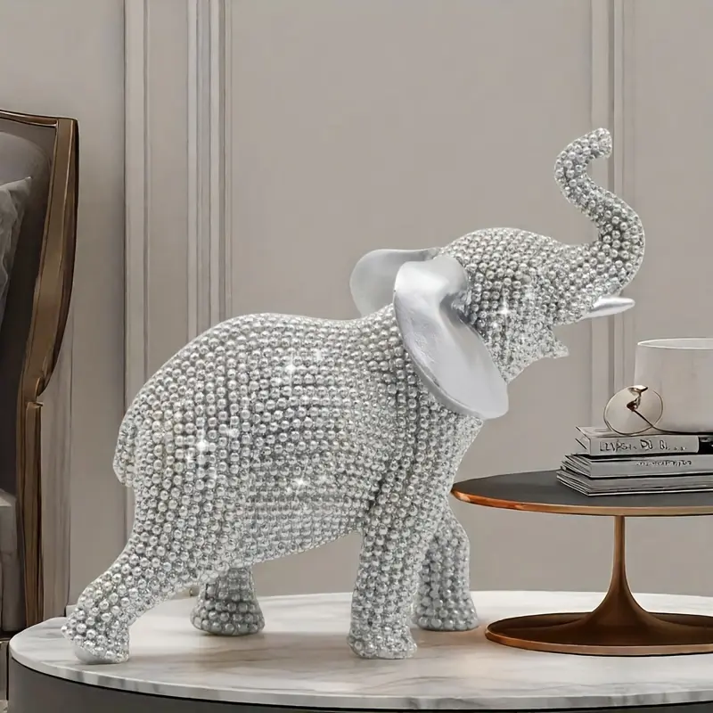 European-style home decoration, shiny Silvery mini elephant statue, living room and bedroom decoration, holiday popular gift, ideal gift for Easter, Valentine's Day, Mother's Day, birthday