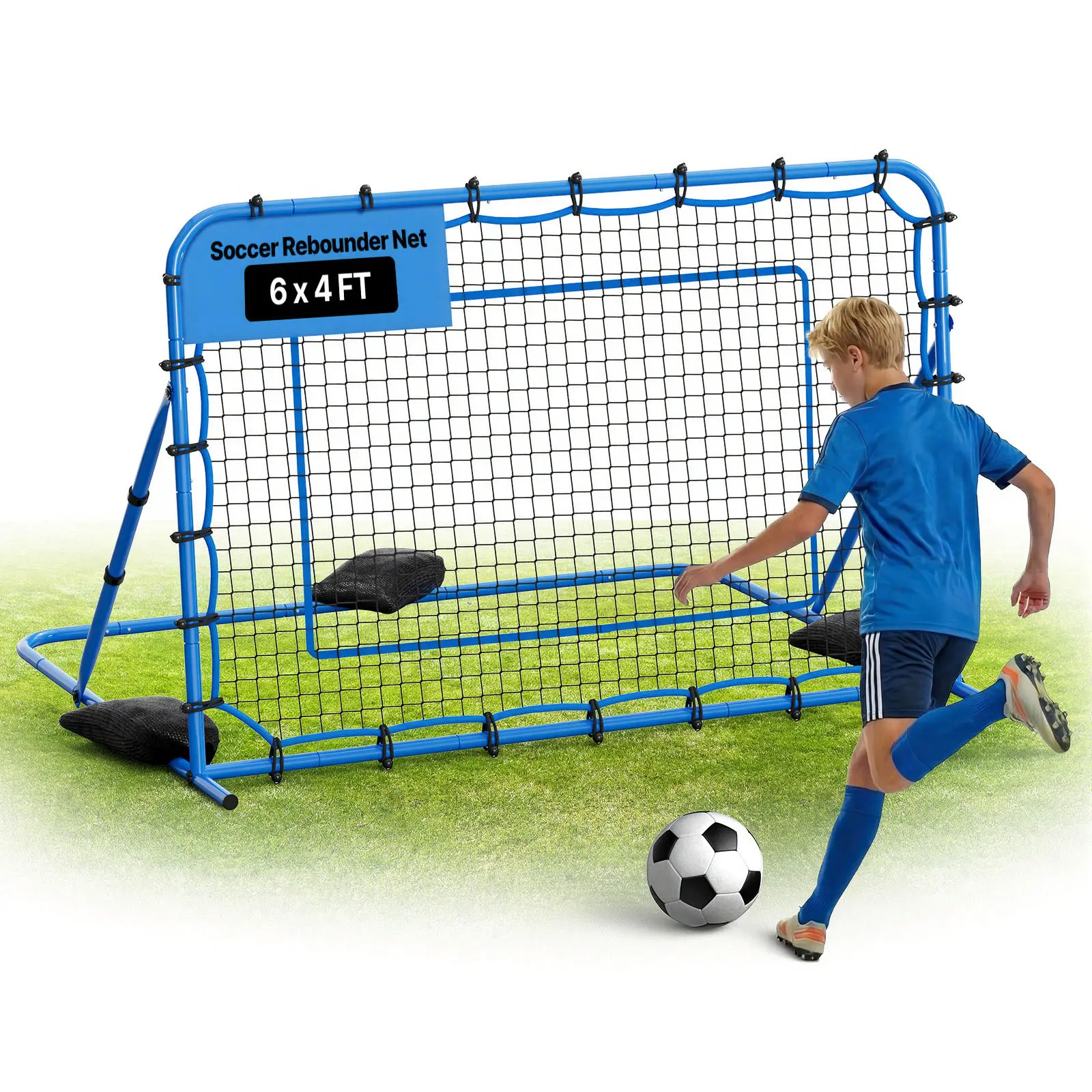 【SummerFinds】VEVOR Soccer Rebounder Net 6x4 ft, Multi-Angle Soccer Goal with Heavy-Duty Iron Frame and Knotless PE Net for Teens & Adults, Outdoor Training Aid, Soccer Goals