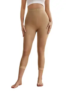 Women's Solid Color Minimalist High Waist Capri Tights, Casual Comfy High Stretch Tight-fitting Pantyhose, Women's Bottoms for Daily Wear