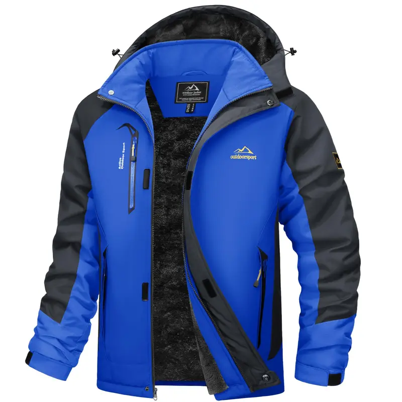 MAGCOMSEN Men's Fleece-Lined Winter Parka - Detachable Hood, Water Resistant, 4-Pocket Zip-Up Waterproof Outdoor Wear, Snowboard Jacket for Hiking, Hunting Outdoor Sports Outerwear Coats