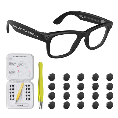 HIBLOKS 20Pcs Adhesive Back LED Light-Blocking Wearable Headliner Cover Stickers - 2026 Upgrade, Wayfarer-Style HSTN Protection Accessories with Tweezers, 0.03g Each, for Meta Smart Glasses (Gen 2 Compatible)