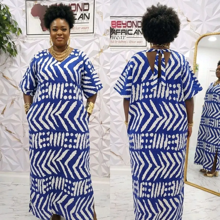 Women's Ankara Fit & Flare Oversize Bubu Dress - A-Line, Inner Belt for Cinched Waist, Bell-Shaped, All Seasons Fashion Casual Daily Wear Dress