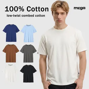 MEGA T SHOP Men's Basic 100% Combed Cotton T-Shirt, 6.35 oz Midweight Crew Neck Tee, Soft Breathable Short Sleeve Casual Top, Regular Fit Plain Solid Everyday Shirt, Fathers Day Gift