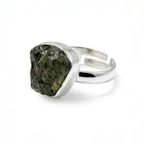 Moldavite Adjustable Ring